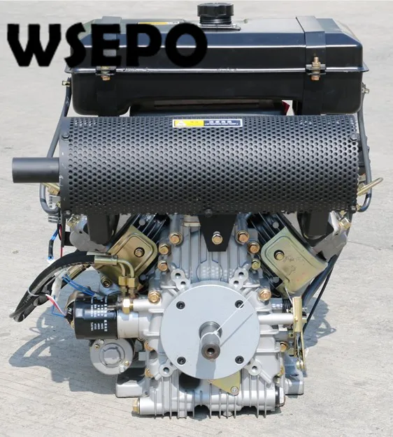 Прямая поставка с фабрики! WSE-2V86F 836CC 20HP 12KW v-двухцилиндровый горизонтальный вал с воздушным охлаждением дизельный двигатель с электрическим запуском