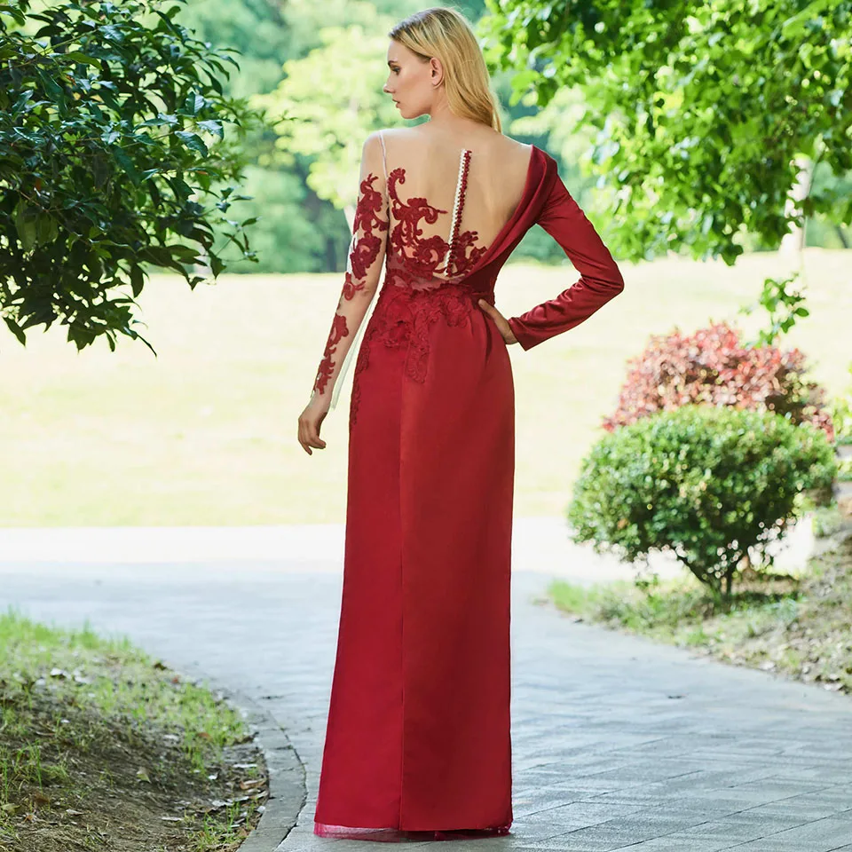 Платье для мамы и дочки Dressv красное платье с длинным рукавом аппликацией на