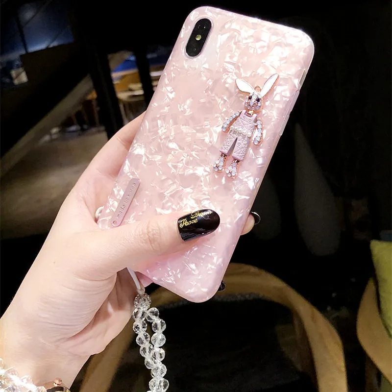 Aoweziic мультяшный бриллиантовый Кролик для iphone X XR мобильный телефон оболочка