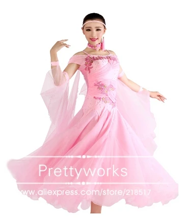 S-XXL 10 color red black pink green blue rosy modern waltz ballroom dance dress competition costume h-0552 | Тематическая одежда и
