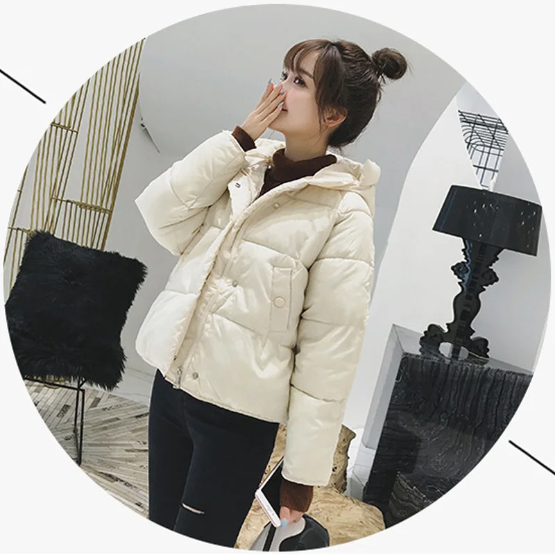 New hooded women winter jacket short sustans padded womens coat autumn casaco feminino inverno solid color parka stand collar