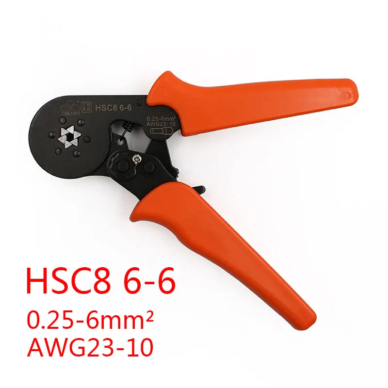 HSC8 6 6 FASEN HSC8 6-6 SELF-ADJUSTABLE MINI-TYPE CRIMPING PLIER 0.25-6mm2 Straight German Pliers Hand Tools VE Terminal Connectors - Цвет: HSC8 6 6