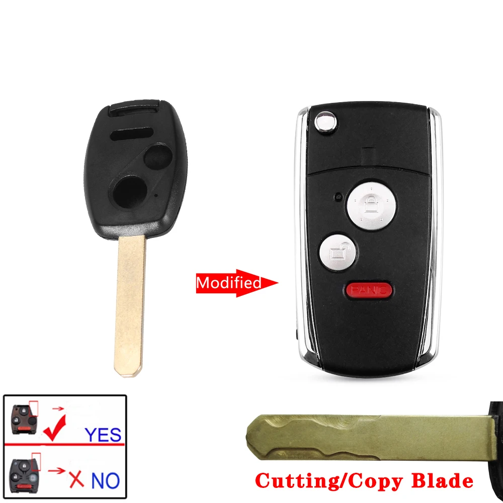 Model 4 KEYYOU 2/3/4 кнопки автомобиль изменение удаленное Черный Складной Корпус для автомобильного ключа чехол для HONDA Accord Civic CR-V Pilot Fit режущее лезвие - Цвет: Model 4