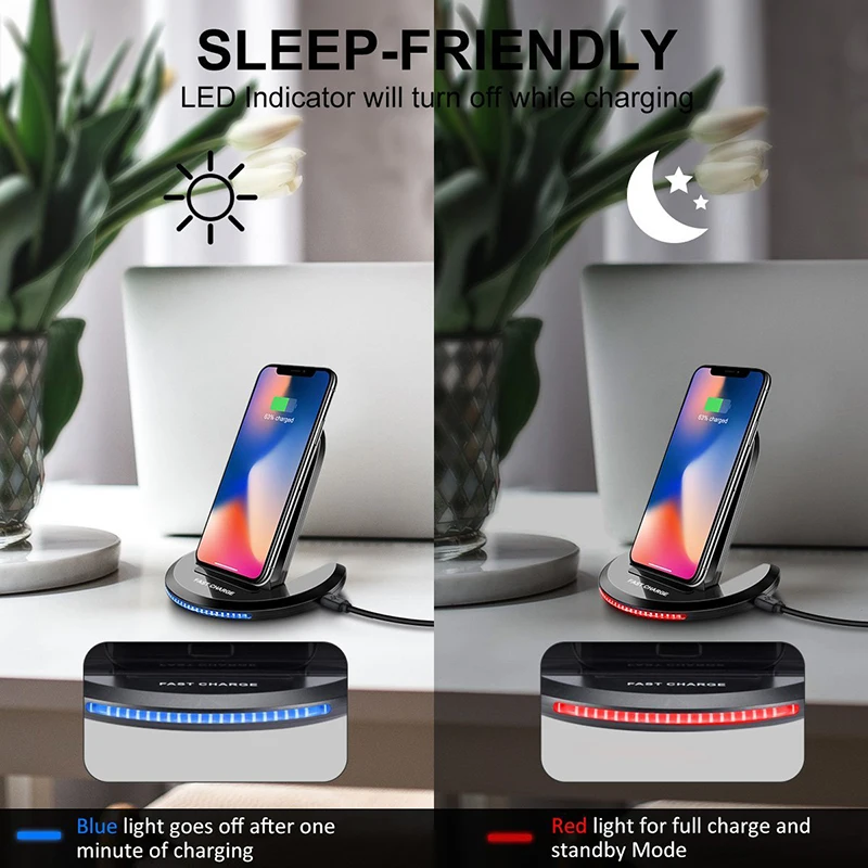 Беспроводное зарядное устройство FDGAO 10 Вт Qi для iPhone X XS Max 8 XR USB быстрая