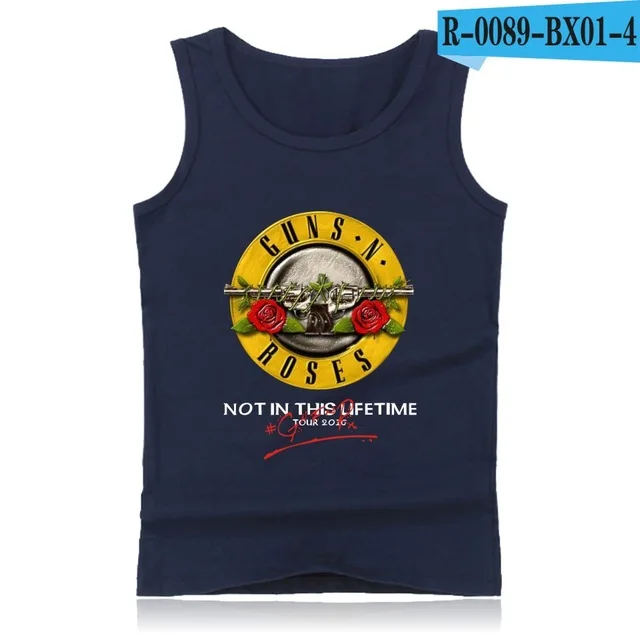 navy blue GUNS N ROSES, панковские майки для фитнеса, майка без рукавов, летняя майка, майка для спортзала, Мужская одежда для бодибилдинга, ружья и розы - Цвет: navy blue