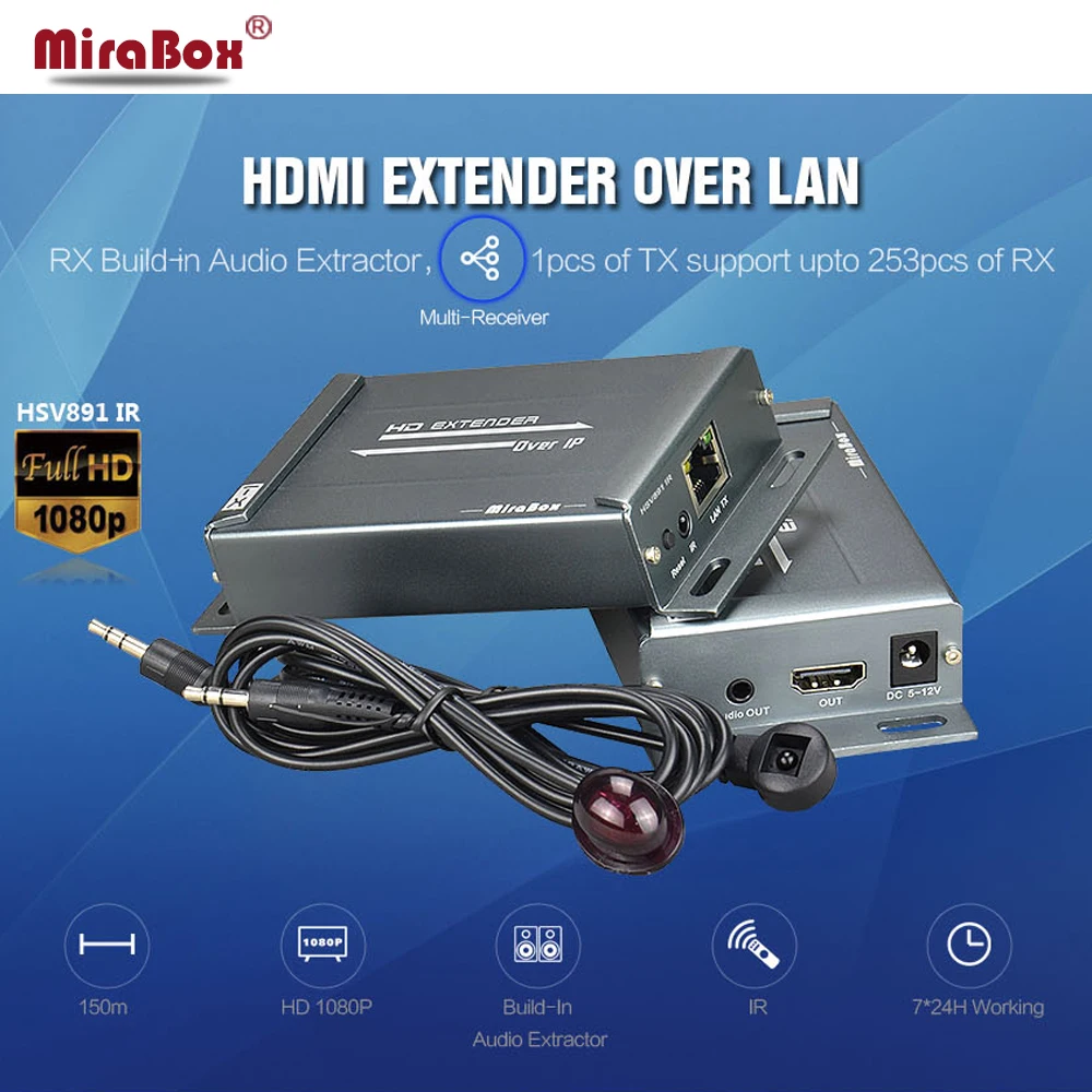 MiraBox rj45 ip HDMI удлинитель Поддержка 1080 P Full HD более cat5/cat5e/cat6/cat6e один кабель максимум