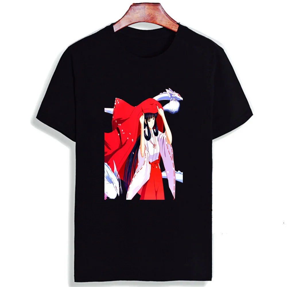 Новинка 100% Хлопковая женская футболка Inuyasha Kagome классические топы с коротким