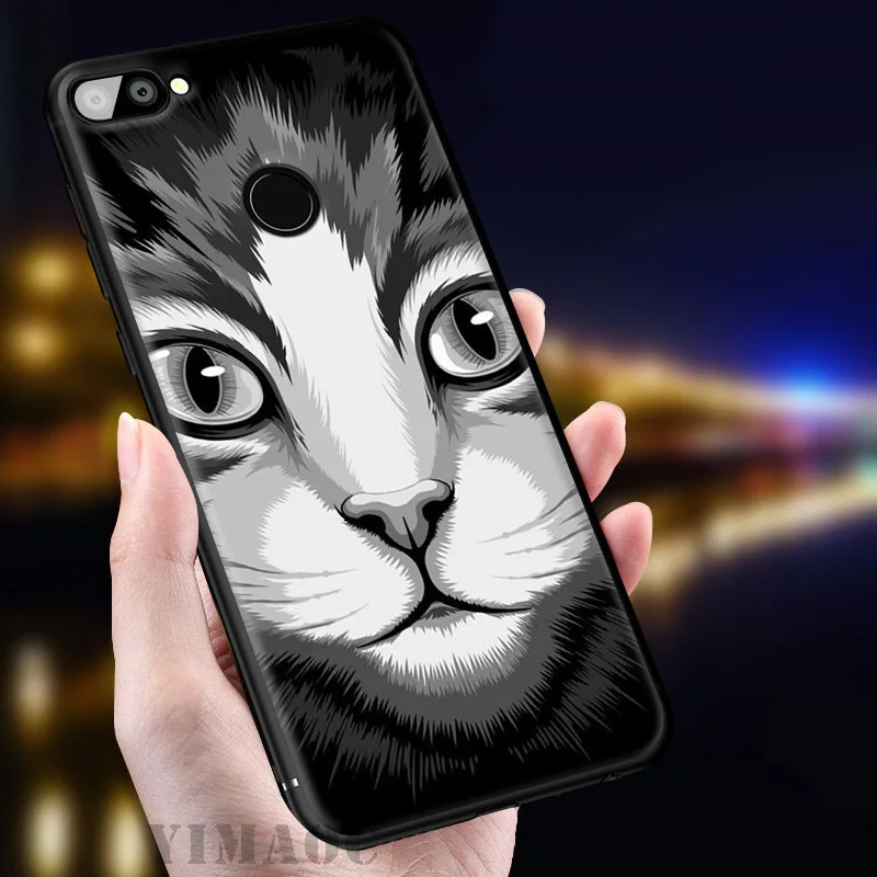 YIMAOC Black Cat Eyes Soft Case for Huawei Honor View 20 10 8X 8 8C 6A 7A 7X 7C Lite Pro Y9 Y7 Y6 Prime 2018 2017 |