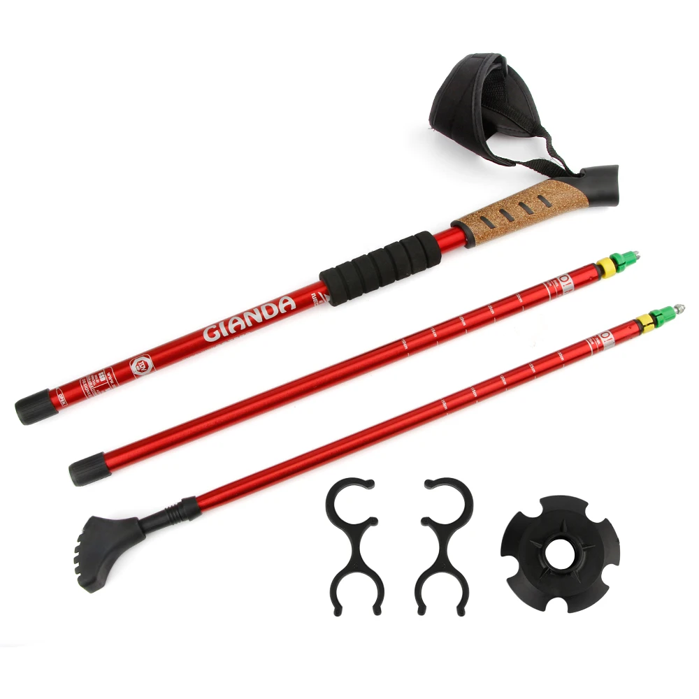 3 Joints Outdoor Walking Stick Trekking Hiking Poles Aluminum Nordic Sticks Telescopic Camping Climb Tools | Спорт и развлечения