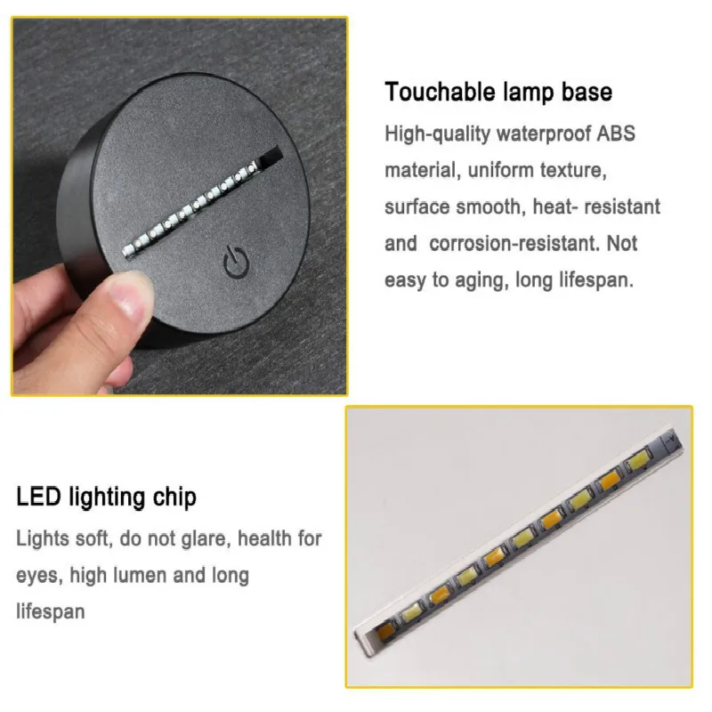 Ночник в виде фламинго с 3d рисунком семь цветов сенсорный светодиодный