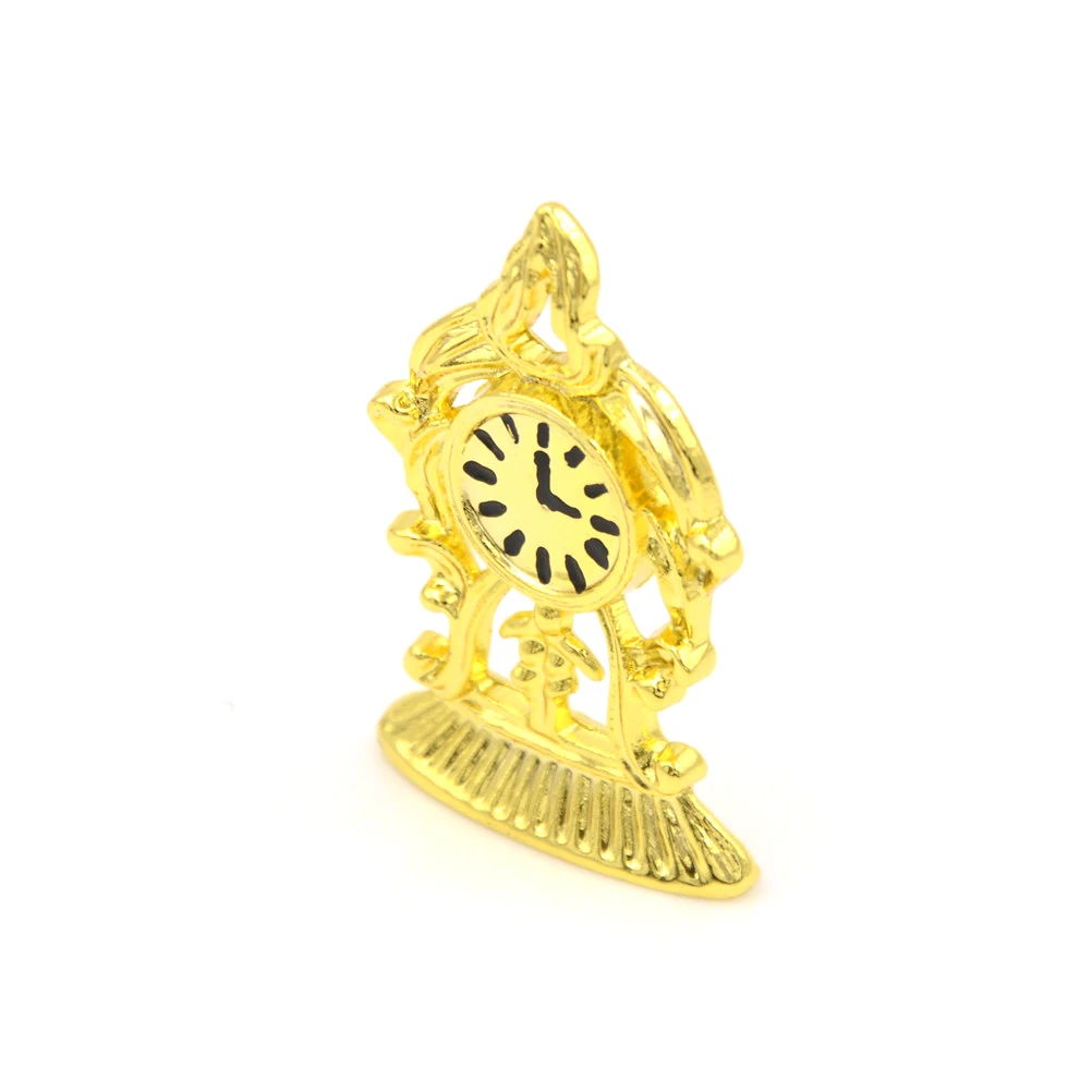 

1pcs Gold 1:12 Scale Alloy Domed Clock Gold Tone Doll Doll Toys House Living Room Decor Dolls House Miniature Birthday Gift