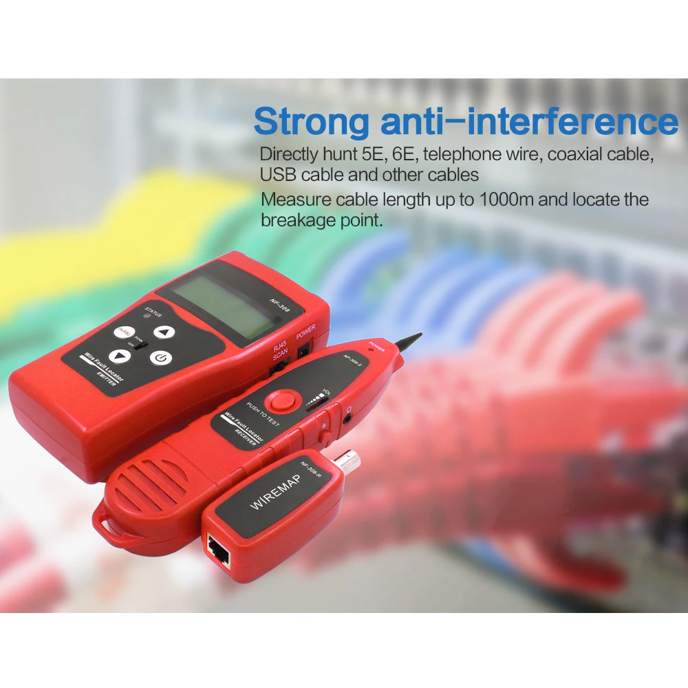NF-308 RJ11 RJ45 сетевой кабель мониторинга тестер ЖК провод дефектоскоп LAN Сетевой коаксиальный BNC USB