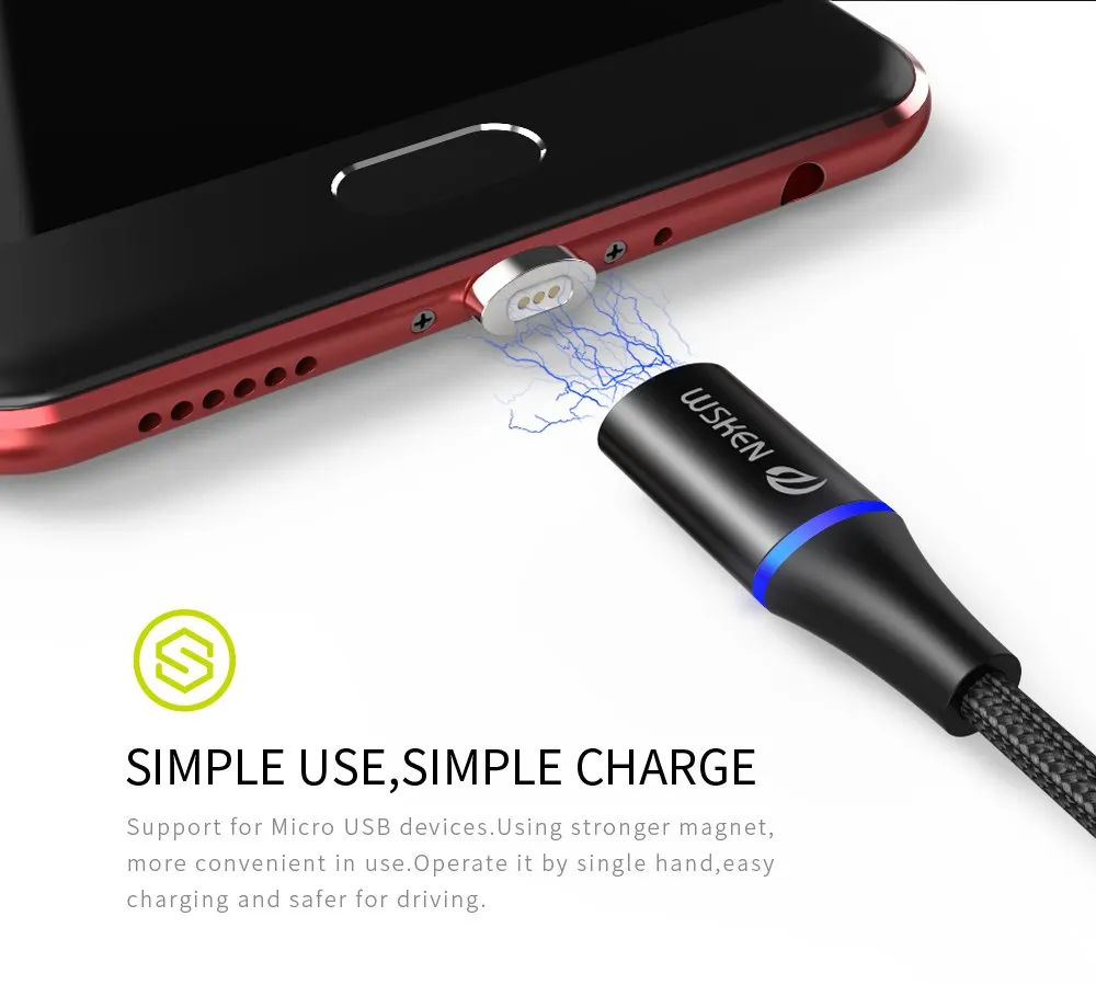 WSKEN Магнитный зарядный кабель micro usb зарядное устройство для xiaomi redmi 4x samsung