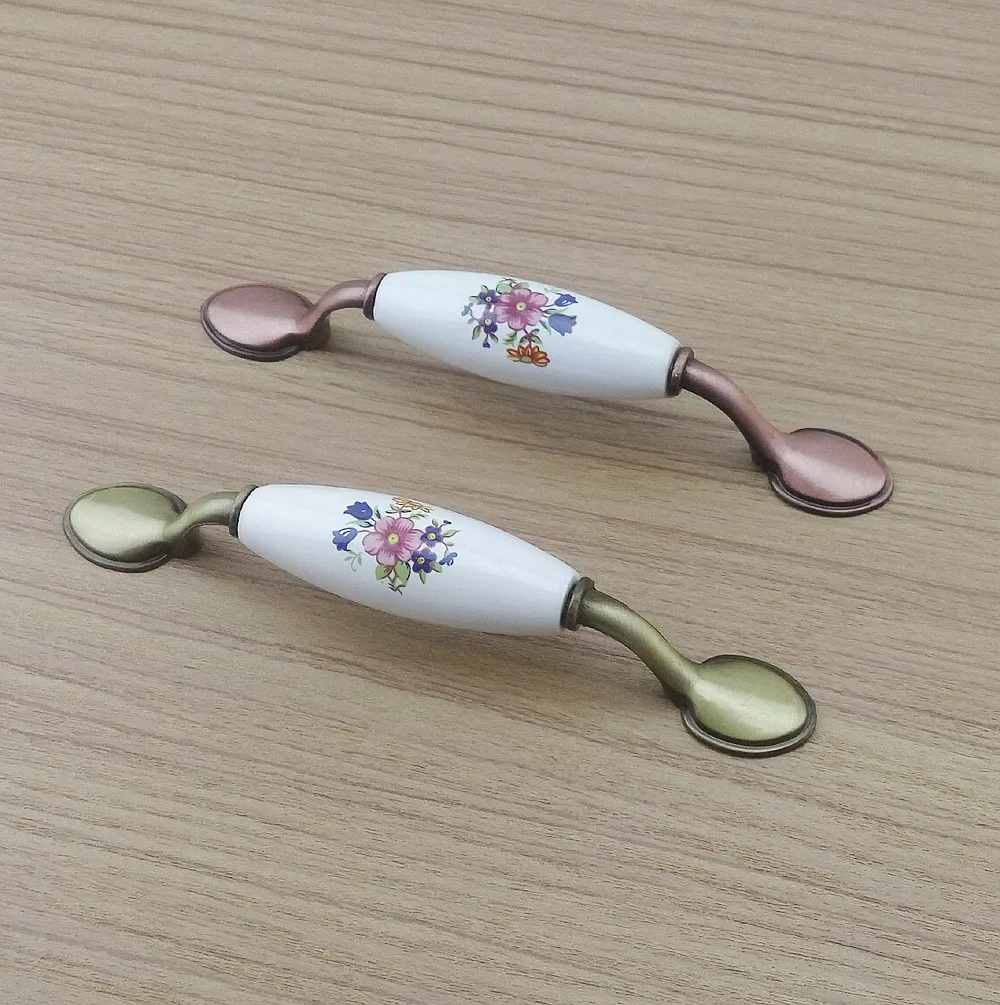 Антикварные цветы керамическая мебель фурнитура ручки дверной ящик шкаф