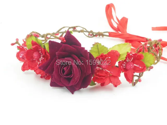 Женский головной убор в вечерние ле ретро красный с цветком вишни