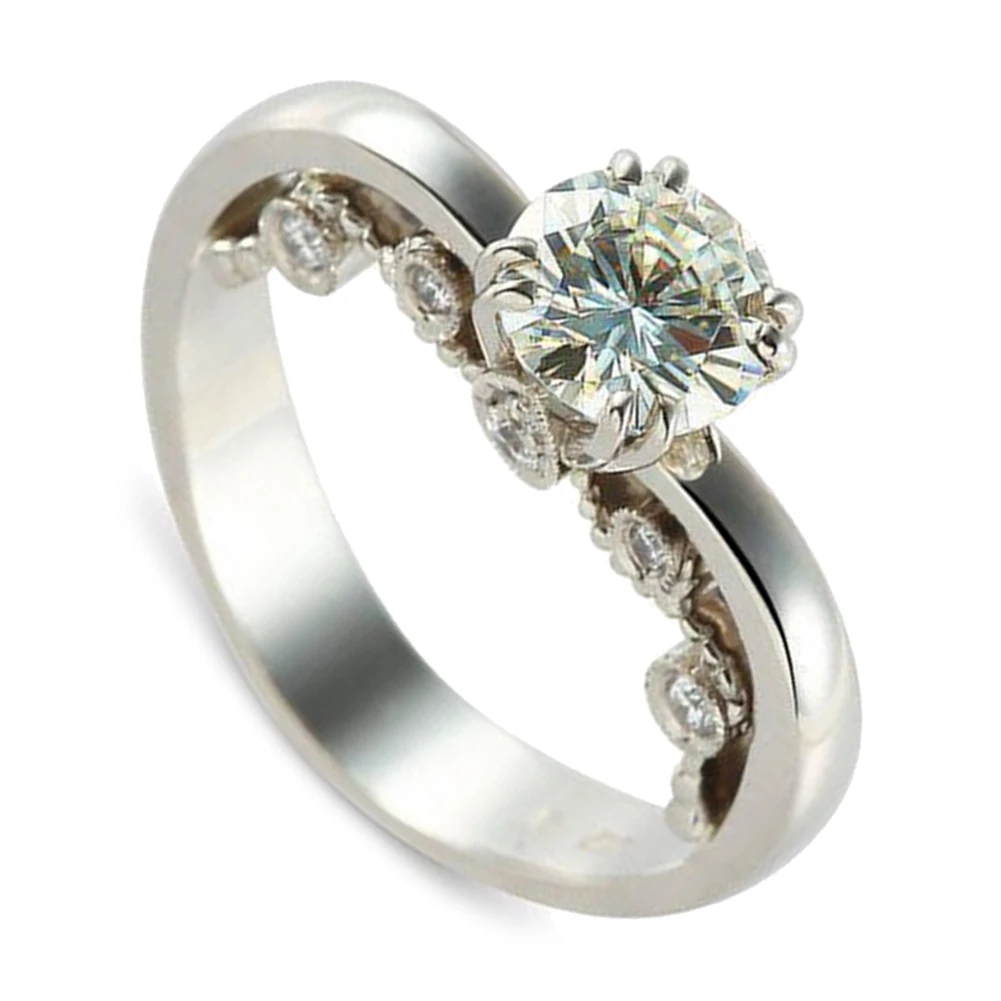 Горячая Мода женщин в форме сердца циркон инкрустированные 4 когти палец кольцо