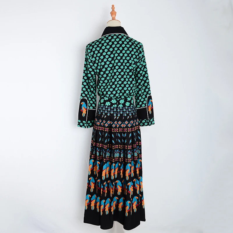 Женский летний винтажный богемный костюм блузка с принтом и длинная юбка