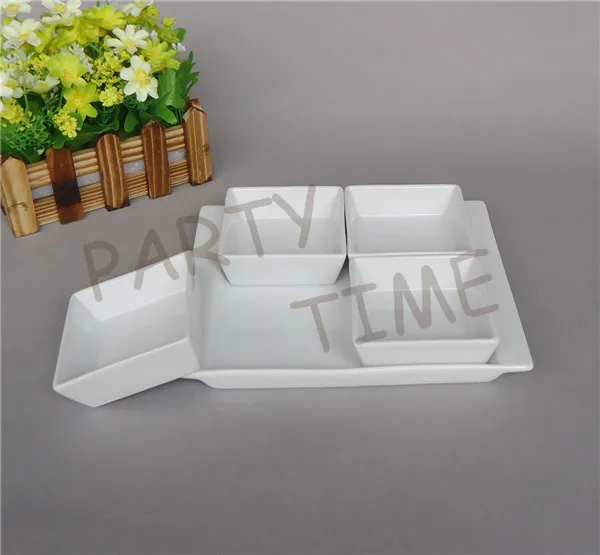 Набор керамических квадратных блюд с керамической тарелкой десерт | Дом и сад