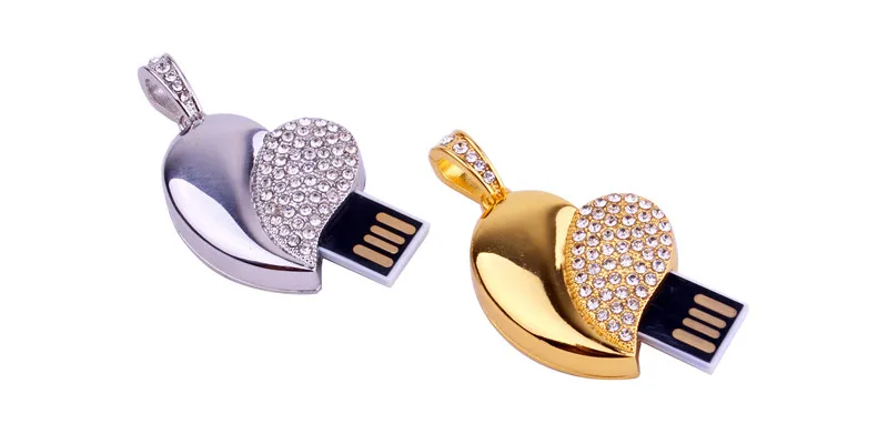SHANDIAN металлическое Хрустальное сердечко Любовь USB флэш-накопитель драгоценный камень ручка диск специальный подарок флешка 4 Гб 16 Гб 64 Гб диаманта памяти