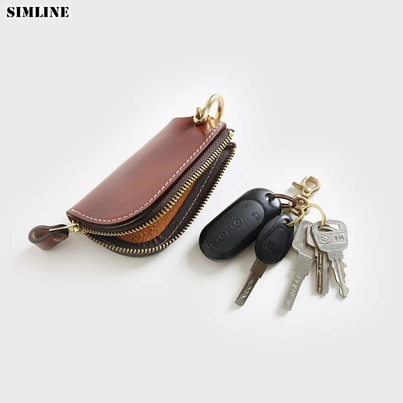 Кошелек для ключей из 100% натуральной кожи мужчин Винтажный чехол ручной работы