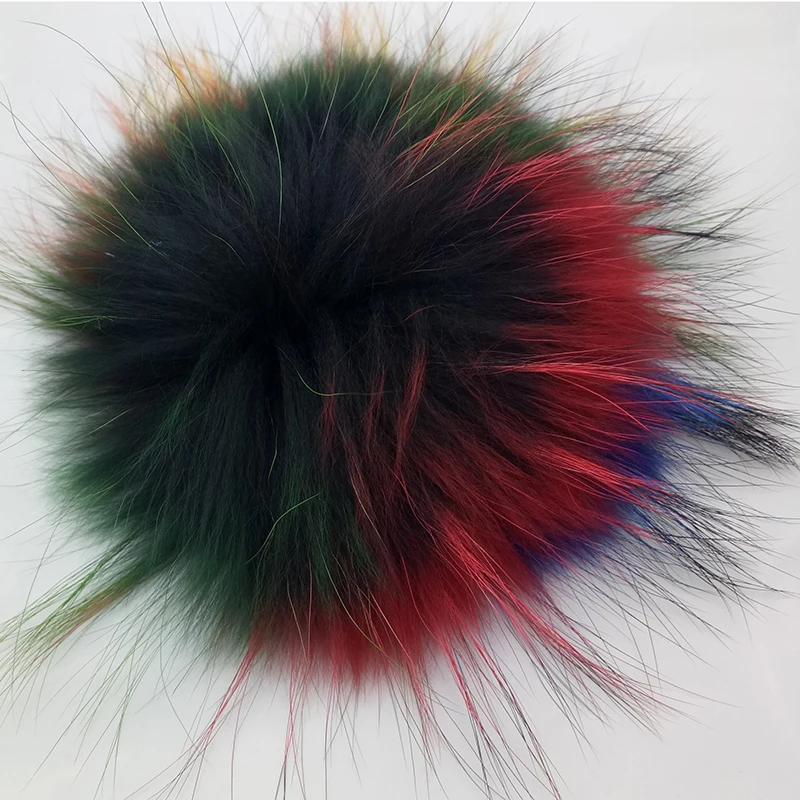 Помпоны из 100% пушистого натурального меха енота для вязаных шапок шапочки