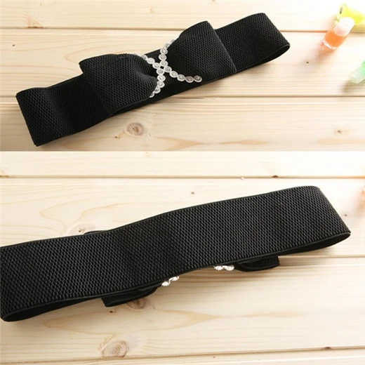 Модный женский пояс с бантом украшенный стразами эластичный wild YD0103002|elastic belt|elastic