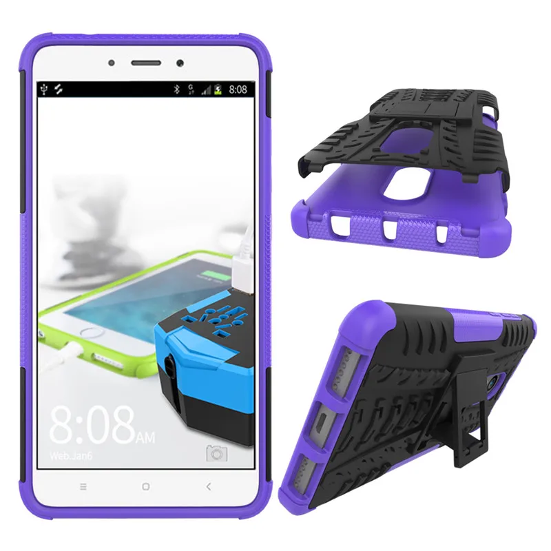 Purple Роскошный чехол-подставка из ТПУ+ поликарбоната для телефона Xiao mi Red mi S2 5 Plus 3 3S 4 4X 4A 5A 6 Pro 6A Note 4 5 5A mi A1 5X A2 6X8, чехлы синего и красного цвета - Цвет: Purple