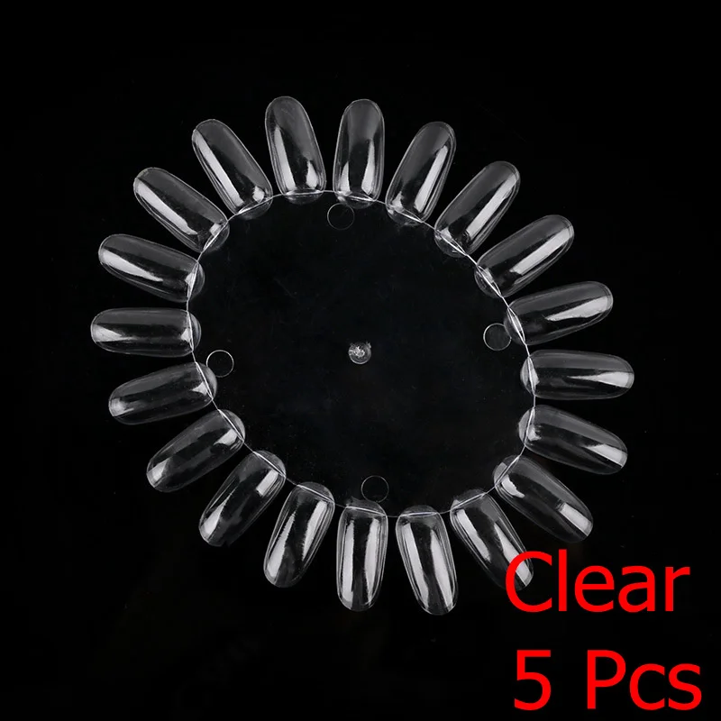 Clear-R-5Pcs Накладные ногти вентилятор натуральный прозрачный и черного цветов, на возраст 12/24/32/50 шт./компл. палец отделениями для карточек и полностью нейл-арта Дисплей Практика Польский все для маникюра - Цвет: Clear-R-5Pcs