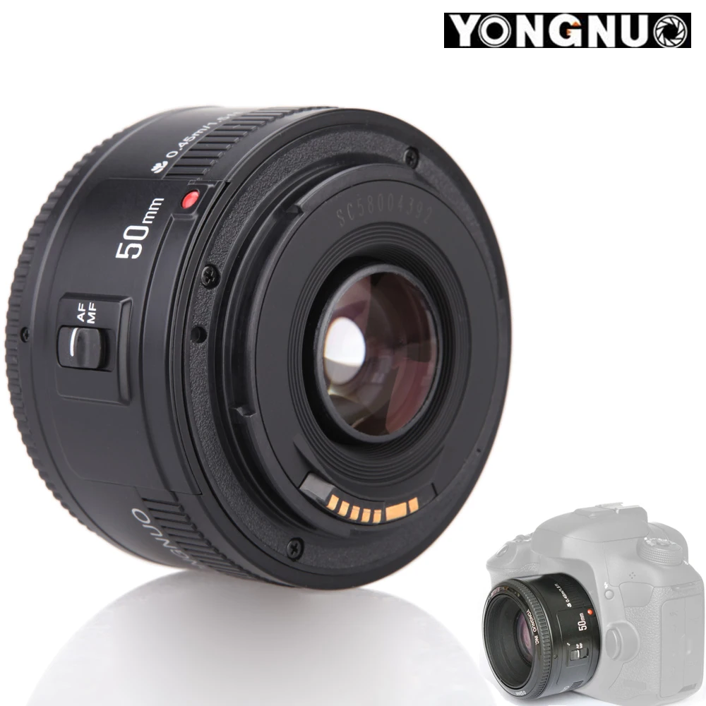 YONGNUO YN50mm F1.8 объектив EF 50 мм AF/MF Автофокус Объектив для Canon EOS 350D 450D 500D 600D 650D 1DX 40D 50D 5D 20D 30D DLSR камера