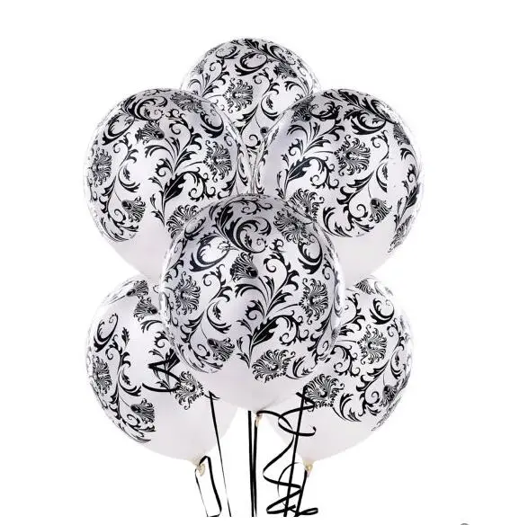 20 шт./лот черно белые латексные воздушные шары с принтом дамаста 12 дюймов