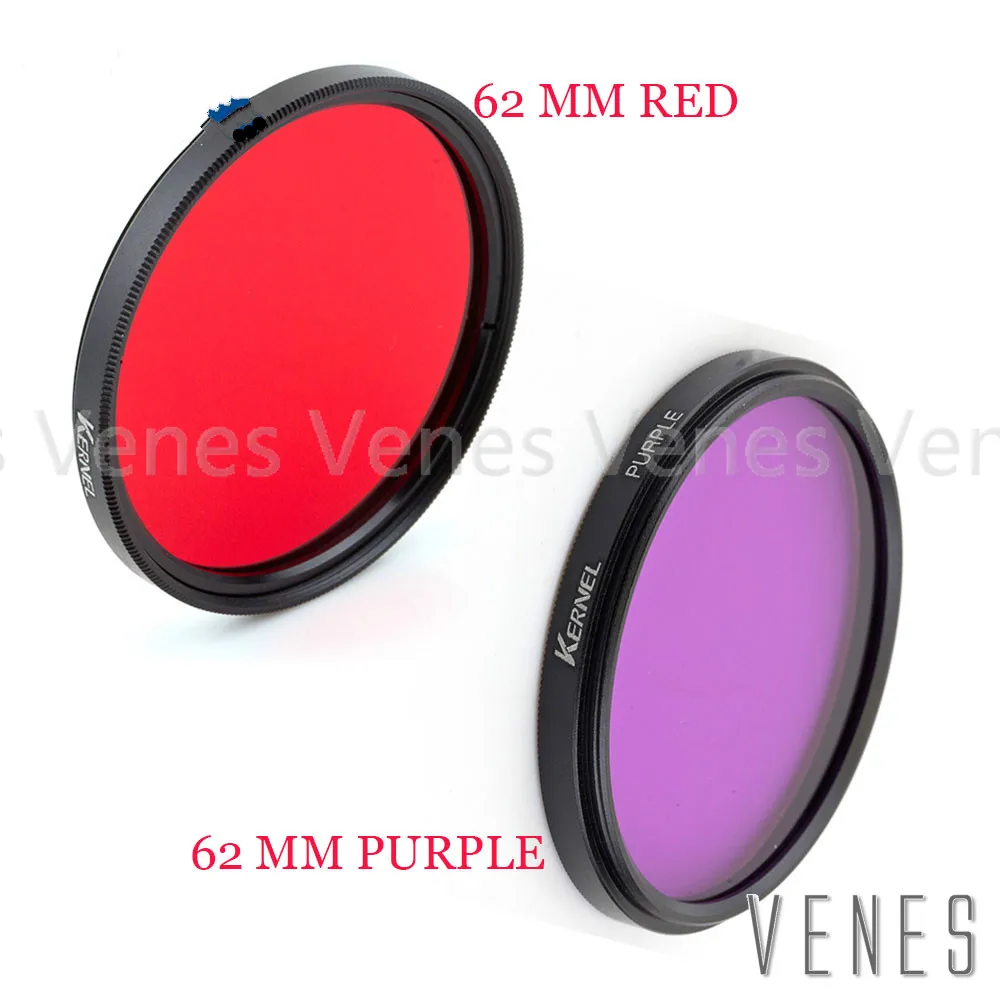 Venes 62MM Accessory Complete Full Color Special Filter for Digital Camera Lens Purple or red | Электроника
