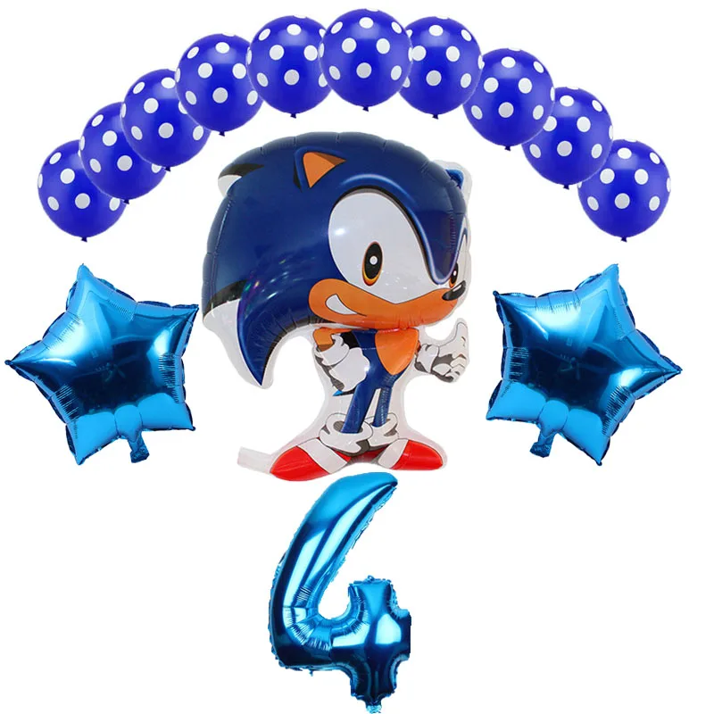 blue 4 14 шт./лот sega Sonic the Hedgehog Super Hero двухсторонний фольгированный шар для мальчиков и девочек на день рождения вечерние шары размером 32 дюйма - Цвет: blue 4
