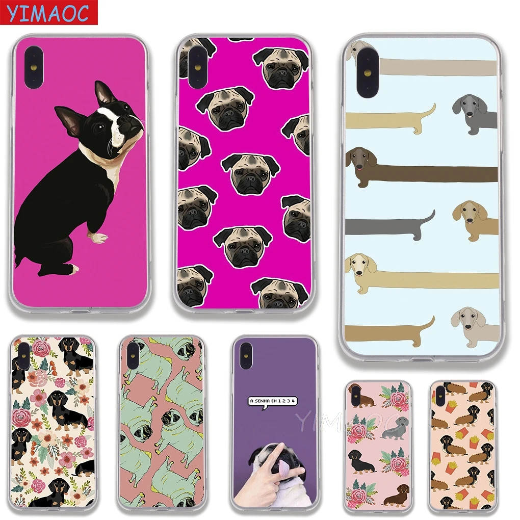 Мягкий чехол YIMAOC Такса doxie цветок собака ТПУ силиконовый для iPhone 8 7 6 6S Plus 5 SE X XR XS 11
