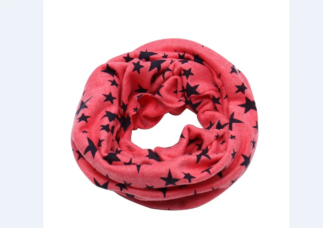 Rose Red Повседневный теплый хлопковый шарф с ветровым стеклом для новорожденных мальчиков и девочек, зимняя шаль, шарф с кольцом на шею и звездами - Цвет: Rose Red