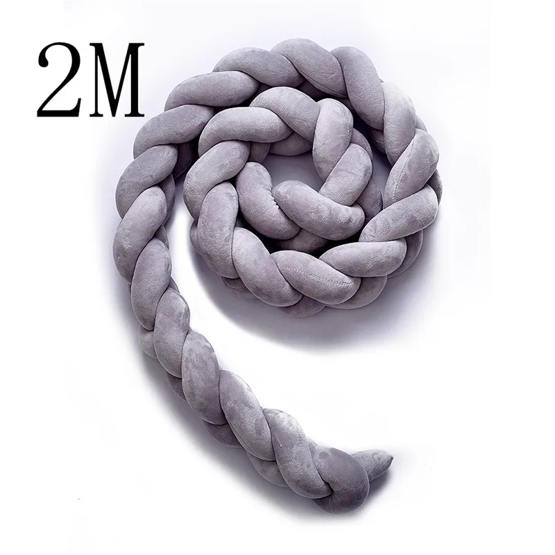 2M Gray 1 шт., 1 м/2 м/3 м, детский бампер ручной работы с узлом для кровати новорожденного, длинная плетеная Подушка, детская кровать, бампер с узлом, детская кроватка, декор для детской комнаты - Цвет: 2M Gray
