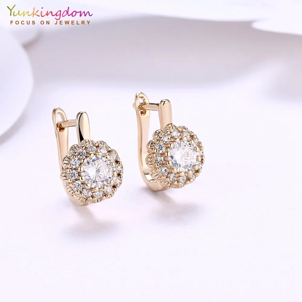 Yunkingdom Модные женские серьги-кольца из блестящего циркония, серьги из белого золота/золота