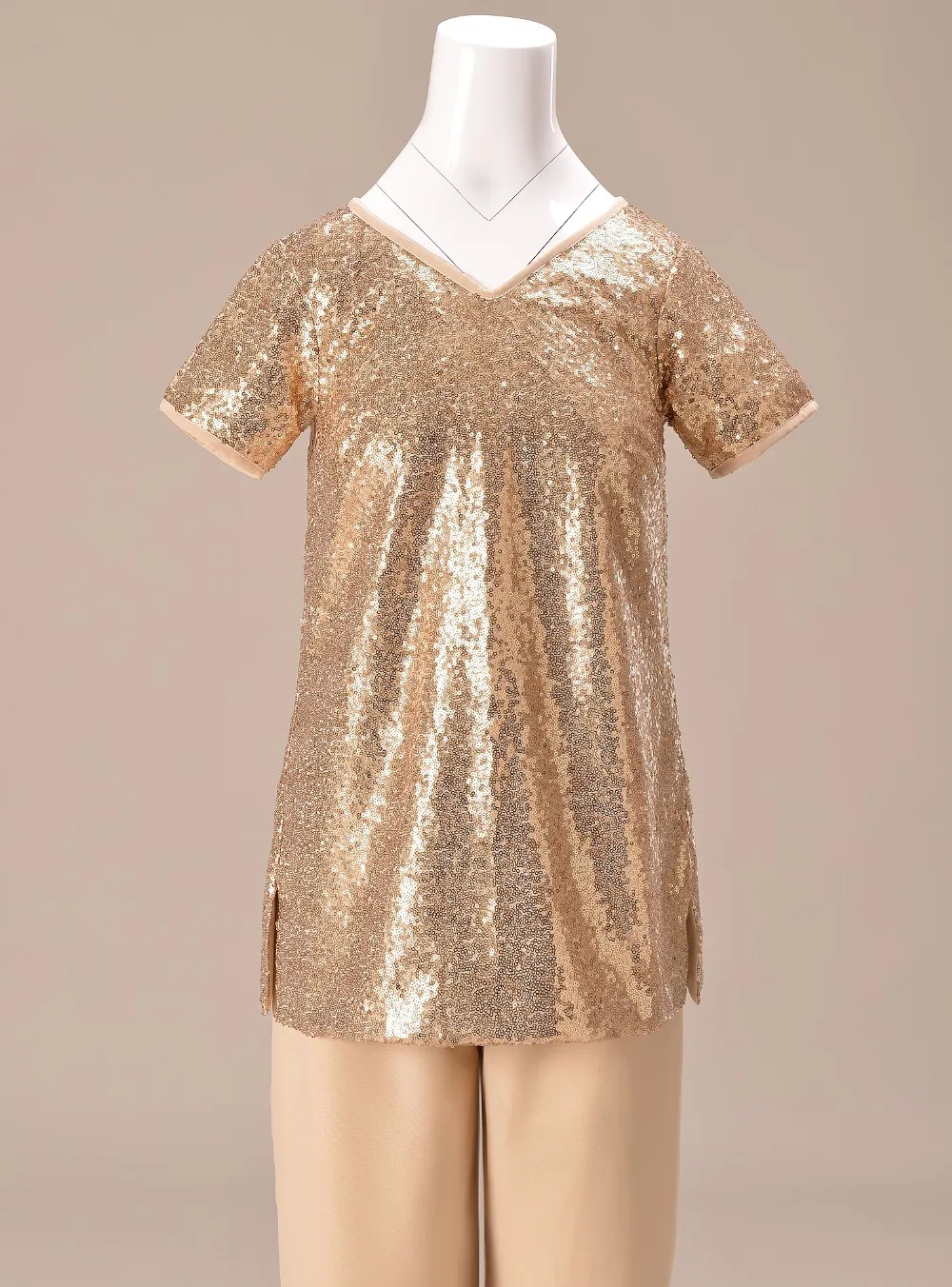 Женский элегантный шифоновый костюм из 2 предметов с блестками и v образным