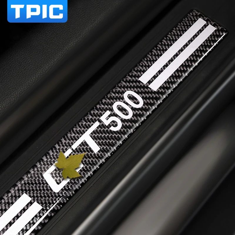 TPIC карбоновые накладки на пороги, защитные наклейки и наклейки, защита на порог автомобиля для Mustang-, аксессуары