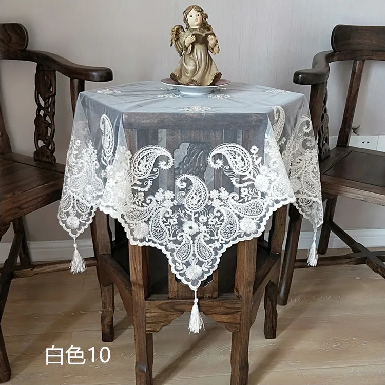 Свадебная вечеринка Кофе Чай кружево скатерти Тюль круглая скатерть современный полый обеденный стол покрытие кисточкой подстаканник tischdecke W24