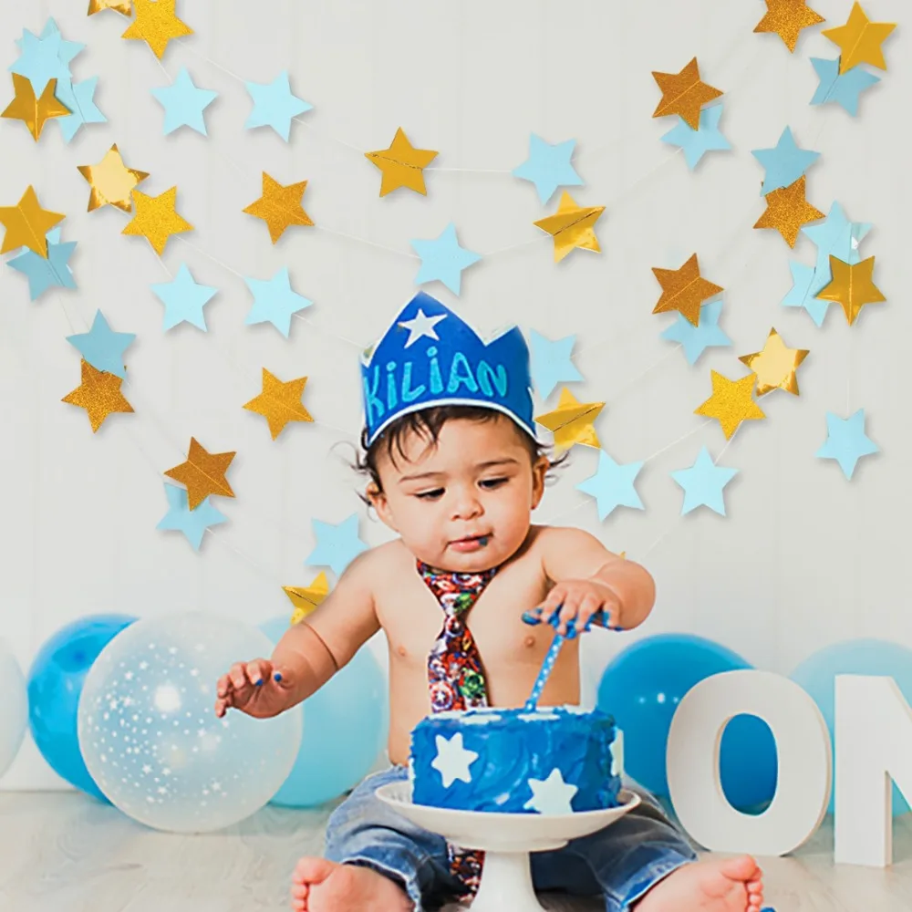 2 м золотой розовый синий звездный баннер для вечеринки в честь Дня рождения