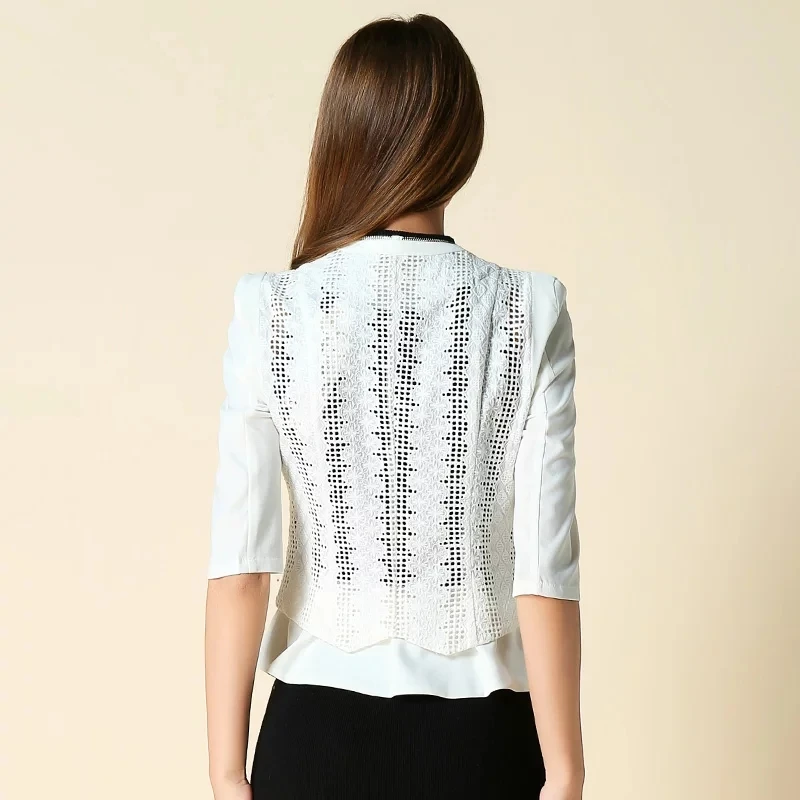 Женский блейзер короткий на молнии с треугольным вырезом | Женская одежда