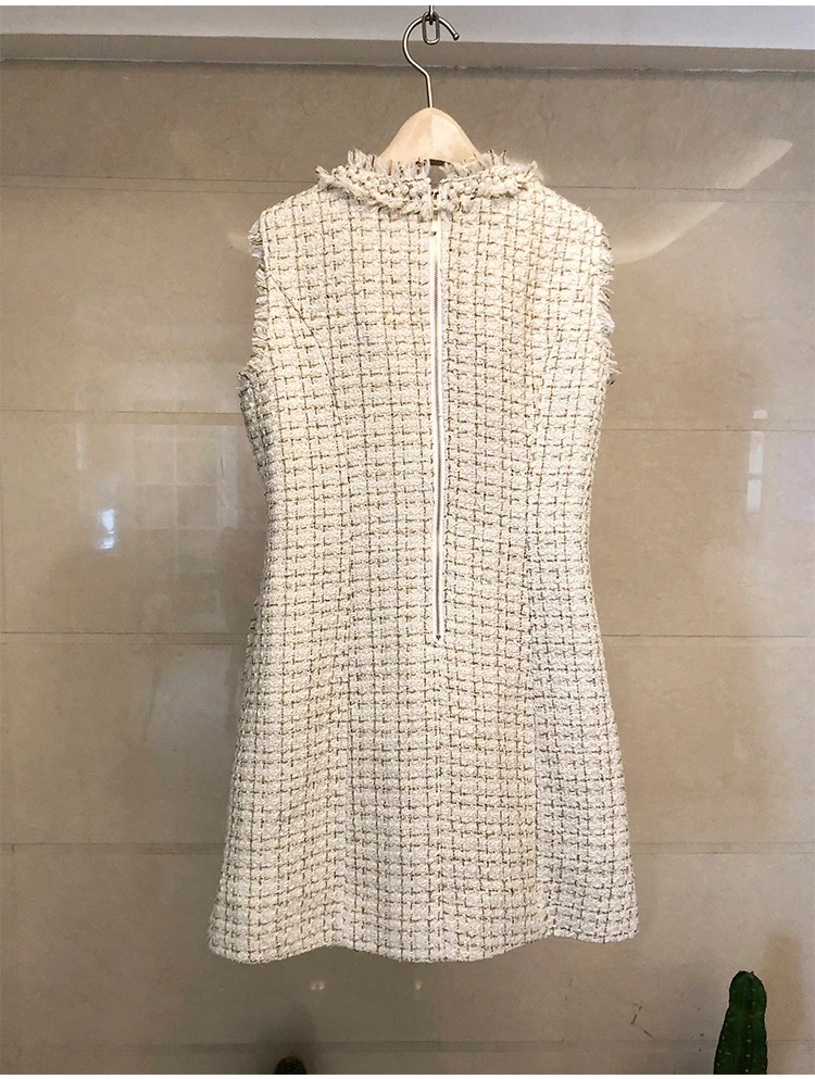 Твид костюмы с платьем роскошные модные дизайнерские женские 2021 зима бусины