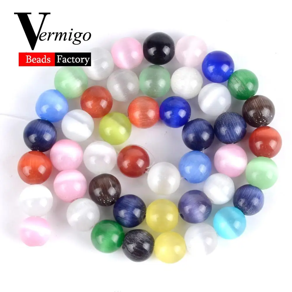 Multicolor Cat Eye Натуральный микс драгоценных камней, Агаты, минералы, бусины, аметисты, лазурит, круглые бусины для браслета, изготовления ювелирных изделий, 4-12 мм, сделай сам - Цвет: Multicolor Cat Eye