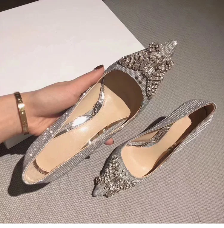Туфли женские свадебные на шпильке заостренный носок высокий каблук-шпилька