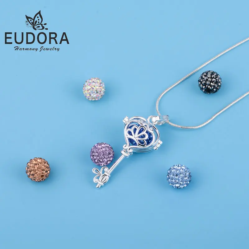 Медальон для ключей Eudora с кристаллами подвеска-клетка ожерелье серебряным