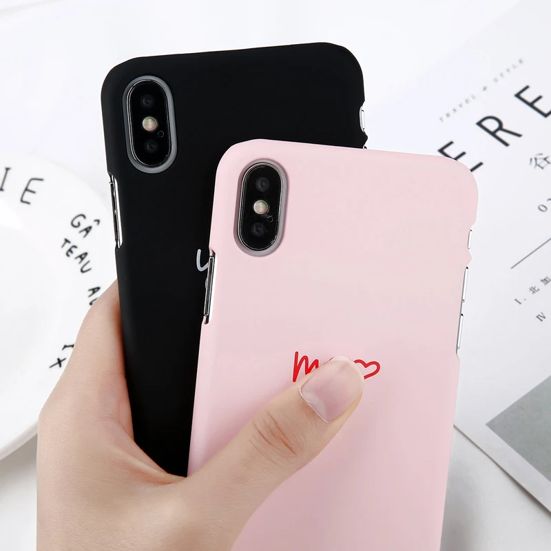 Lovebay для iPhone 6 S 7 8 Plus X Чехол модная пара розовый я черный вы письмо любовь сердце