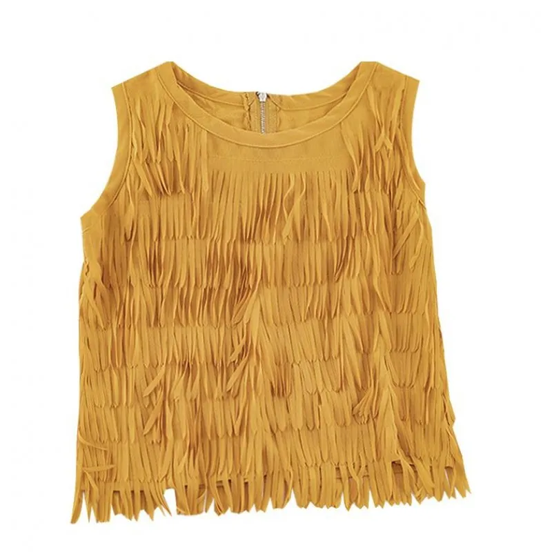 Женский топ без подкладки из шифона с кисточками ультратонкий жилет рукавов