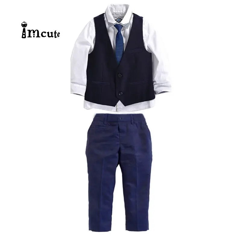 Детский смокинговый костюм рубашка жилет брюки с галстуком официальная одежда