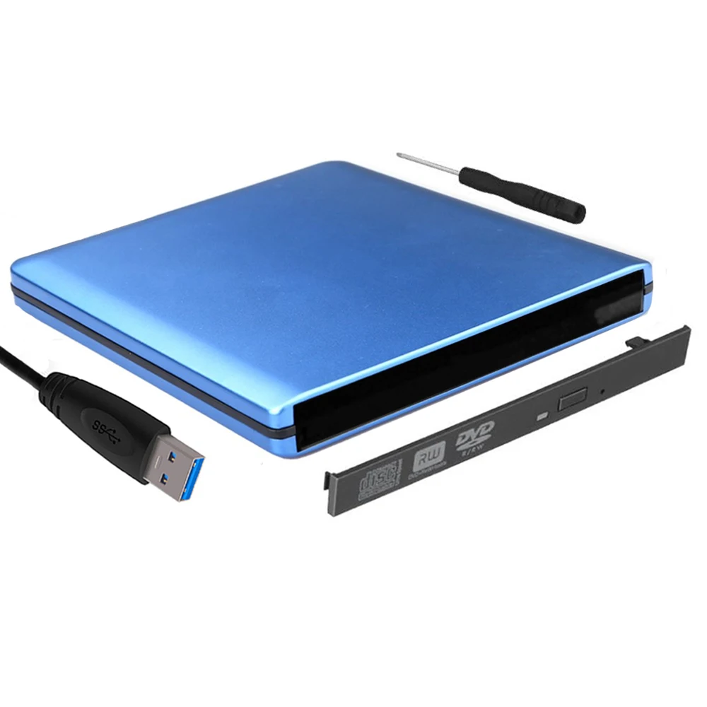 Синий алюминиевый сплав внешний корпус CD/DVD RW USB 3 0 чехол 12 7 мм SATA Оптический