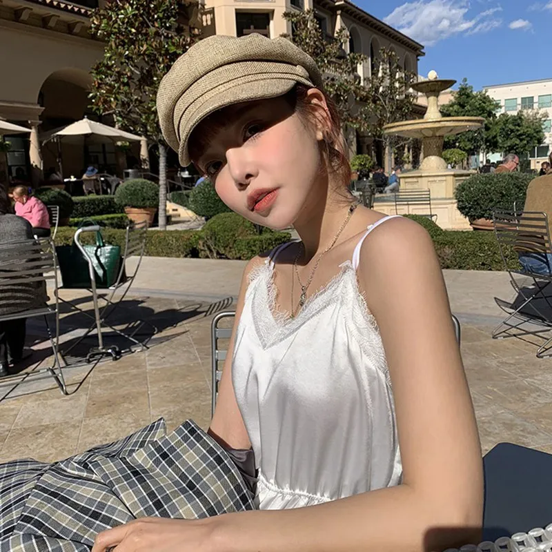 Кепка для бега с плоским верхом дышащий Регулируемый берет из хлопка и льна